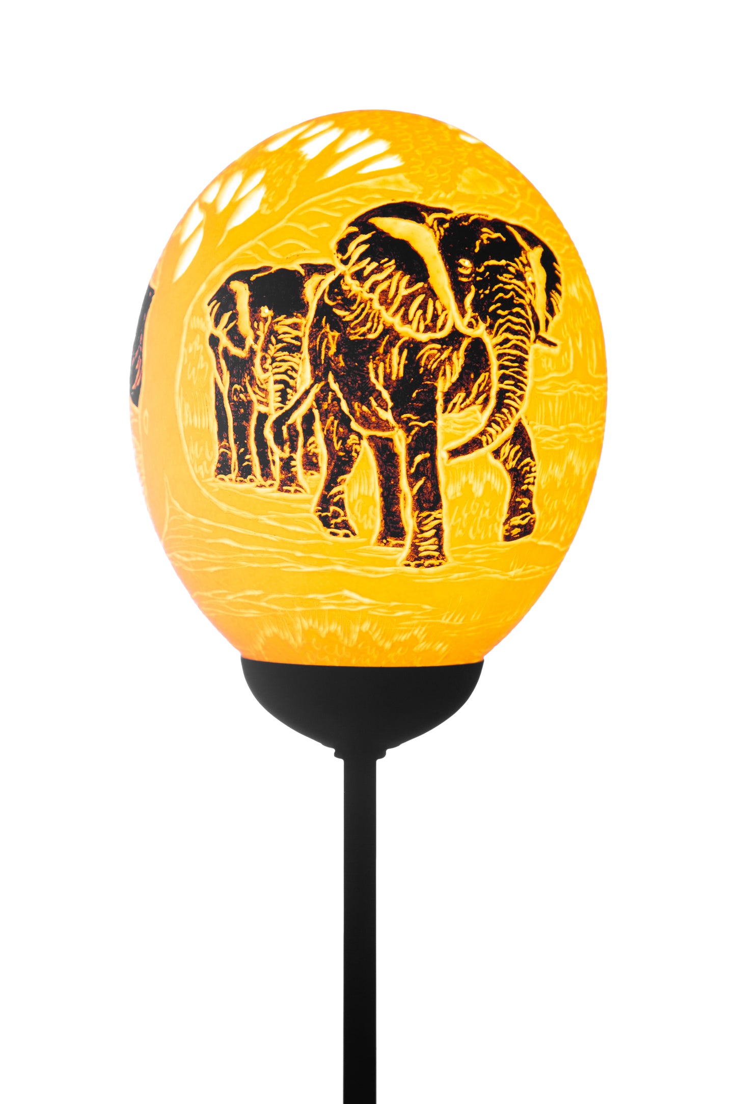 Elephant black ostrich egg lamp