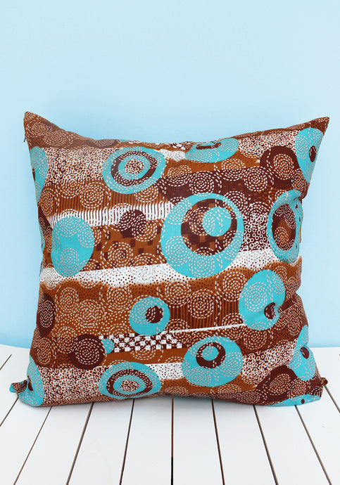 Choose from various turquoise & brown Java African wax print scatter cushions