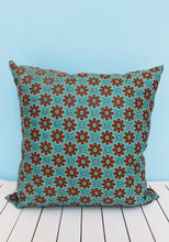Load image into Gallery viewer, Choose from various turquoise &amp; brown Java African wax print scatter cushions