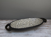 Load image into Gallery viewer, Cream eggshell mosaic bowl with handles 39cm