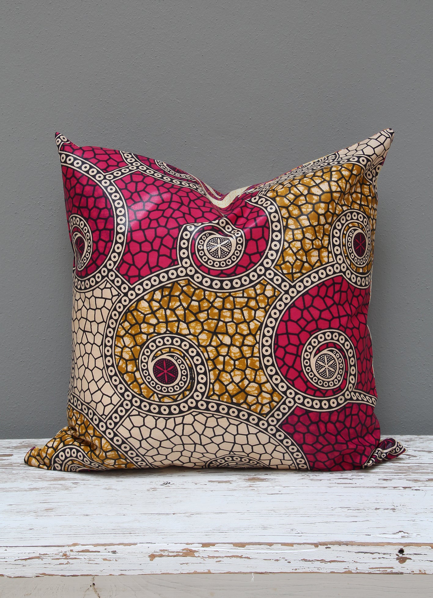 Shocking pink Java African wax print scatter cushion