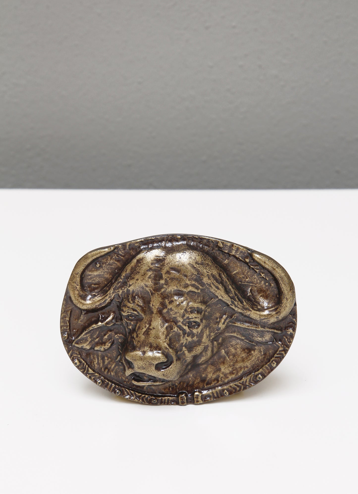 Brass or antique nickel African buffalo belt buckle