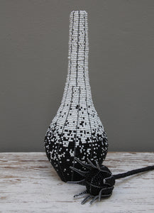 Black & white beaded decorative vase