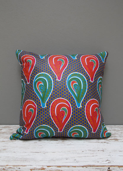 Pink, green & blue Java African wax print scatter cushion