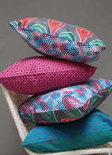 Load image into Gallery viewer, Pink, green &amp; blue Java African wax print scatter cushion