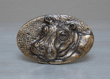 Load image into Gallery viewer, Brass African hippo belt buckle