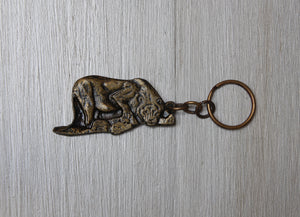 Lion-body brass keyring