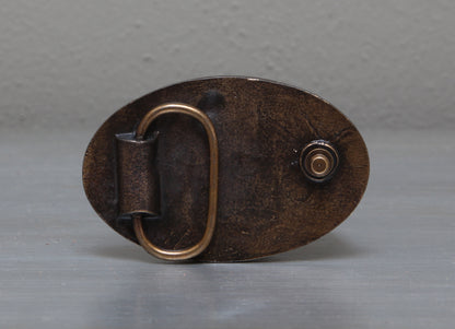 Brass African hippo belt buckle