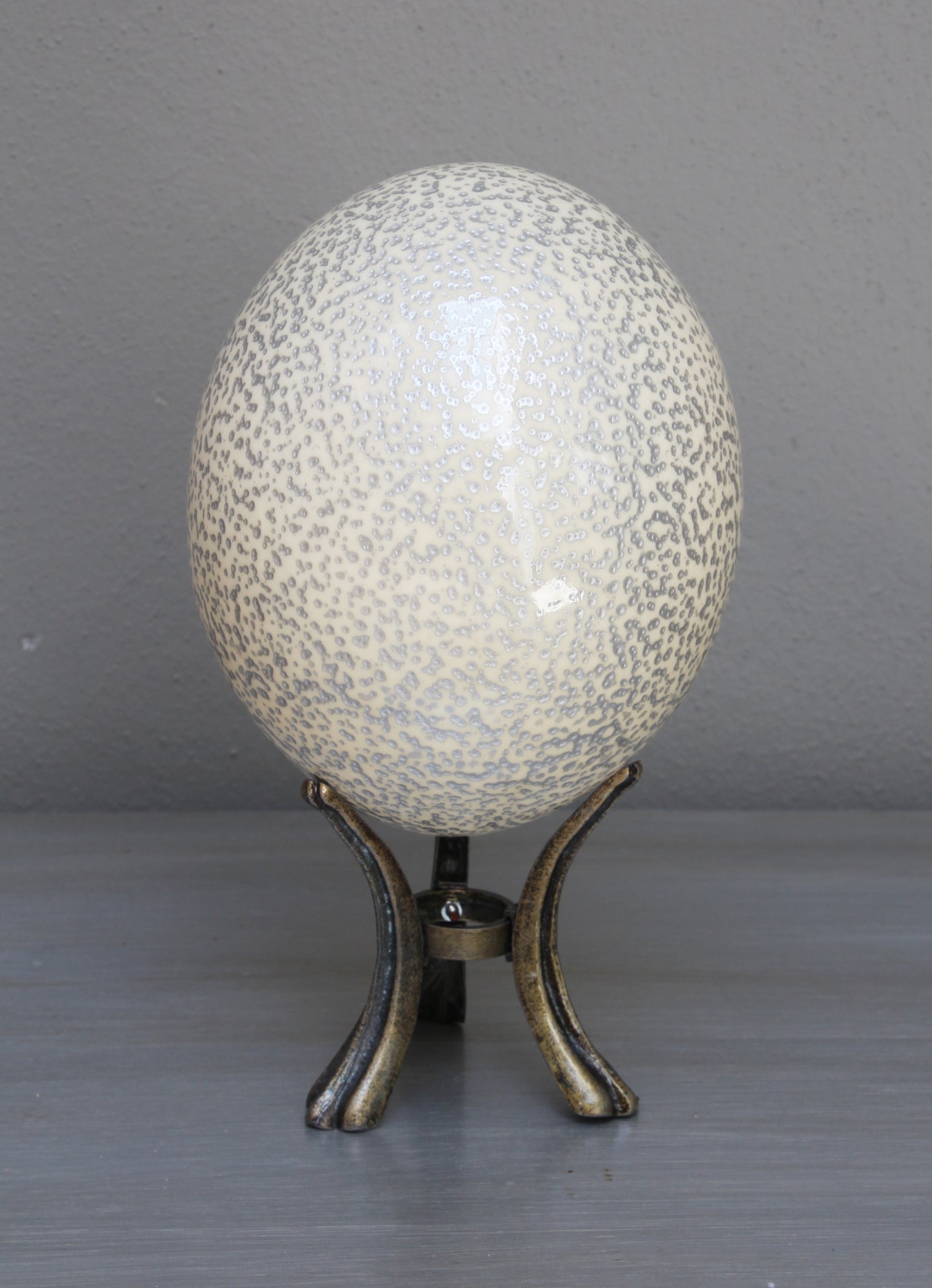 Speckled cream and silver ostrich egg