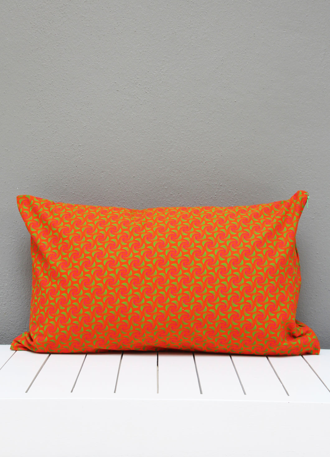 Orange and green Shweshwe scatter cushion