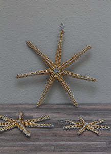 Christmas gold beaded star decorations