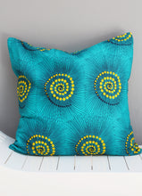 Load image into Gallery viewer, Choose from various turquoise &amp; brown Java African wax print scatter cushions