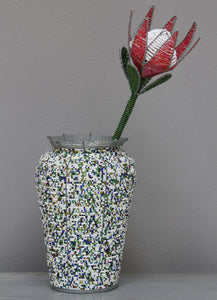 Multi-coloured beaded vase