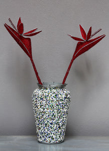 Multi-coloured beaded vase