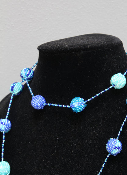 Multi-beaded African mint green and blue necklace