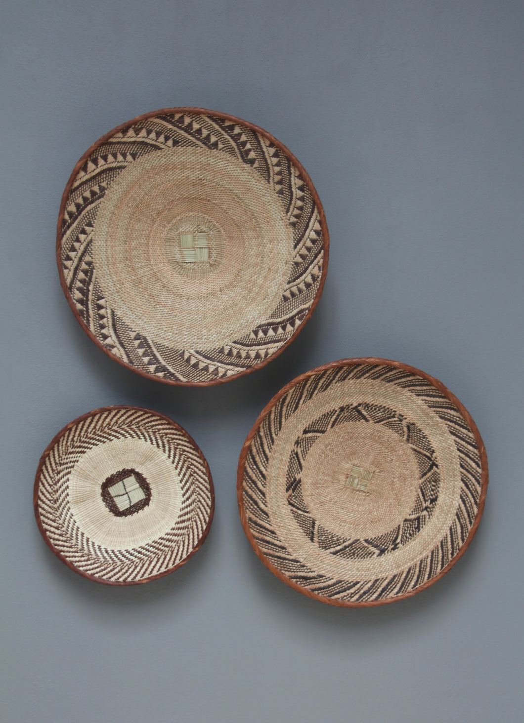 African Tonga baskets: 32.5cm,46cm,48cm