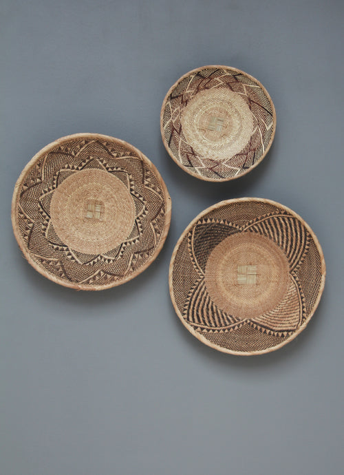 African Tonga baskets: 34cm,45cm,45cm