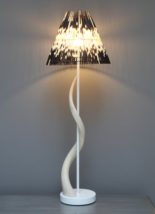 Porcupine quill and kudu horn lamp