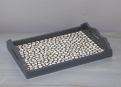 Ostrich eggshell mosaic tray