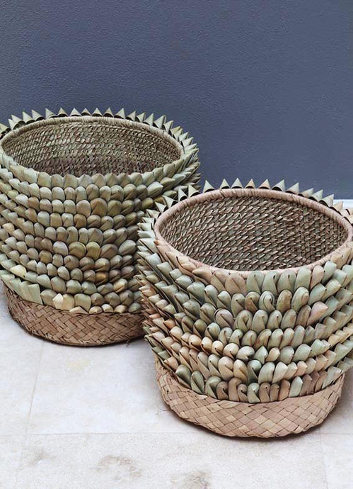 Handwoven floor basket