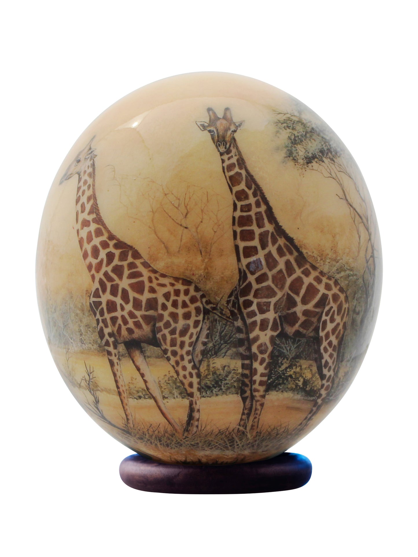 Decoupage giraffe ostrich egg
