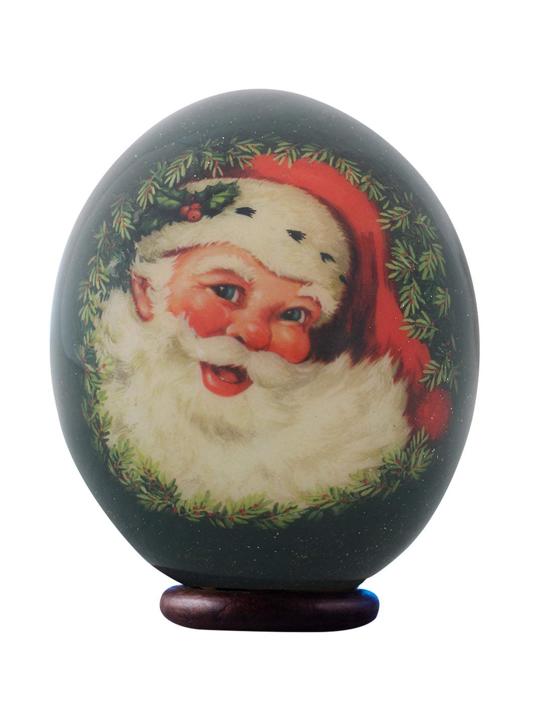 Green Father Christmas decoupage egg