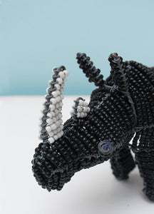 Black and white beaded African rhinoceros