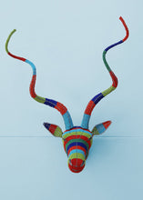 Load image into Gallery viewer, Striped multi-coloured beaded kudu head wall piece