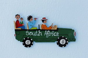 Hand-painted metal Land Rover magnet