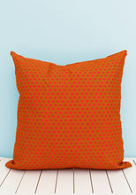 Load image into Gallery viewer, Contrasting Orange and green Shweshwe scatter cushion