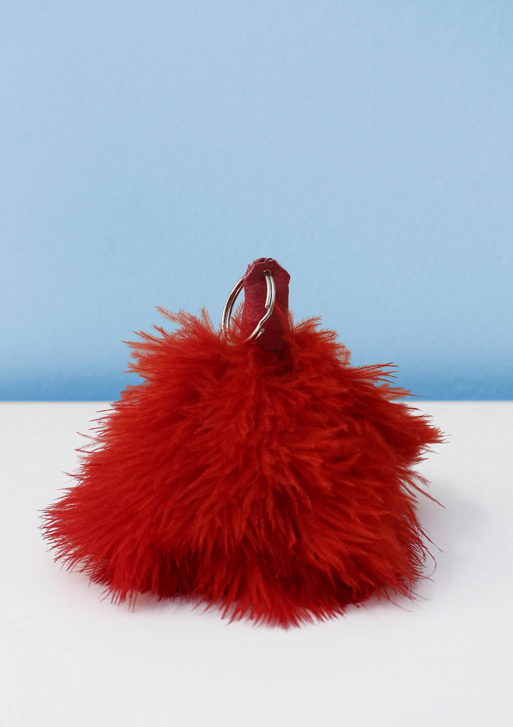 Red ostrich feather keyring