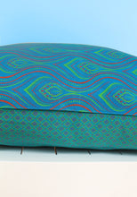 Load image into Gallery viewer, Turquoise, pink and green African Shweshwe scatter cushion