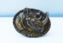 Load image into Gallery viewer, Brass African rhino belt buckle