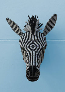African zebra wallpiece in beads and wire