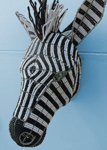African zebra wallpiece in beads and wire