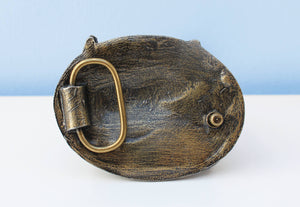 Brass African rhino belt buckle