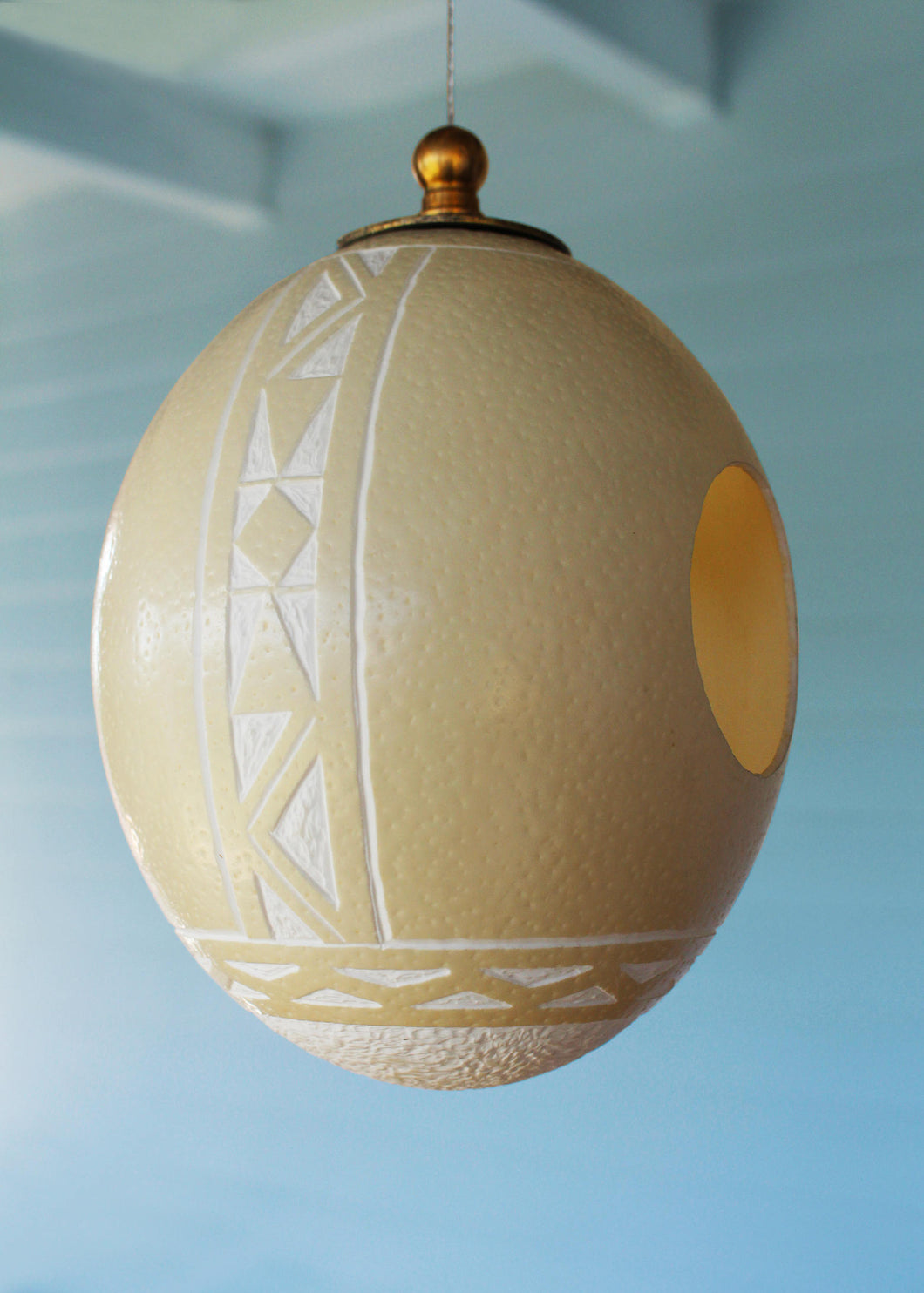 Ndbele handcrafted ostrich eggshell bird-feeder