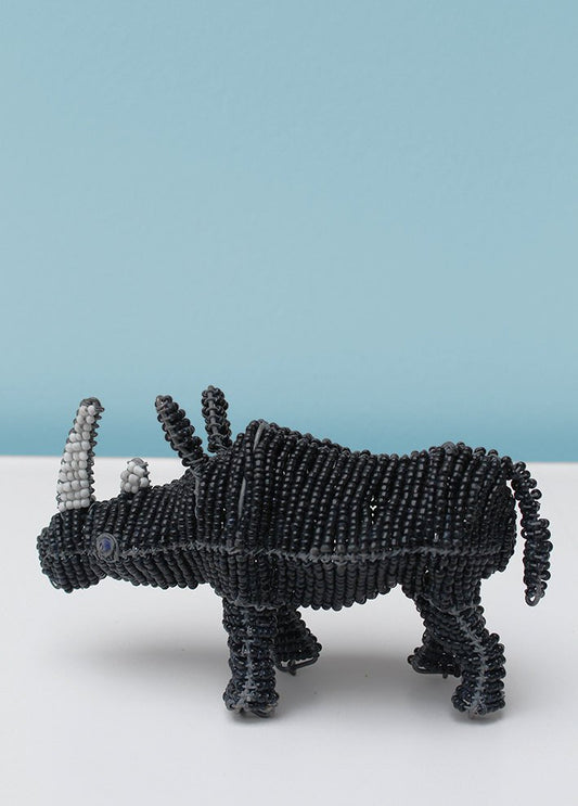 Black and white beaded African rhinoceros