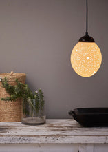 Load image into Gallery viewer, Moon and stars themed ostrich egg pendant light