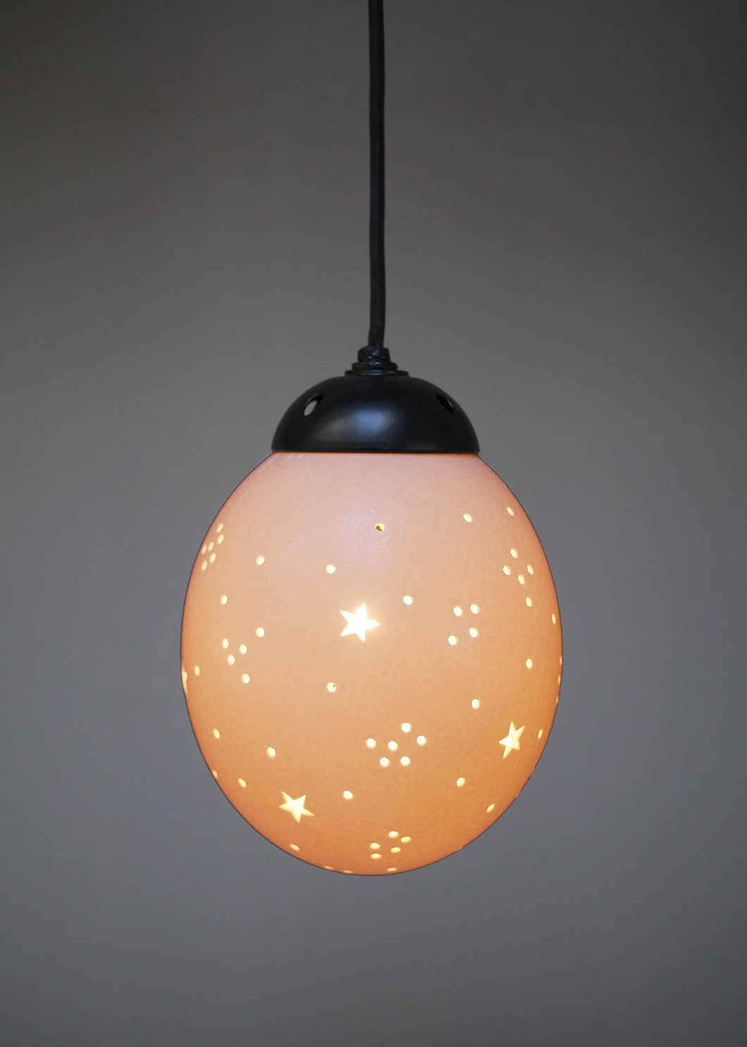 Moon and stars themed ostrich egg pendant light