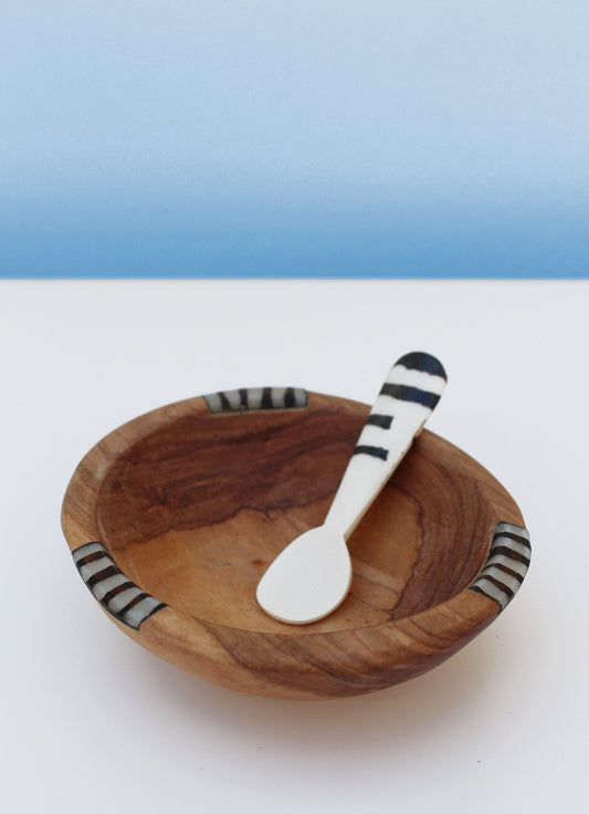 Olivewood bowl and salt spoon
