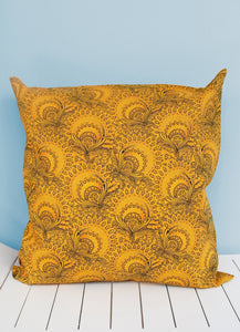 Canary yellow and black Shweshwe scatter cushion