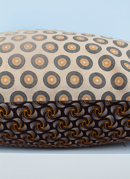 Brown and yellow African Shweshwe print scatter cushion