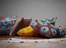 Load image into Gallery viewer, Brown and yellow African Shweshwe print scatter cushion