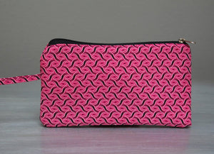 Pink and black African Shweshwe purse
