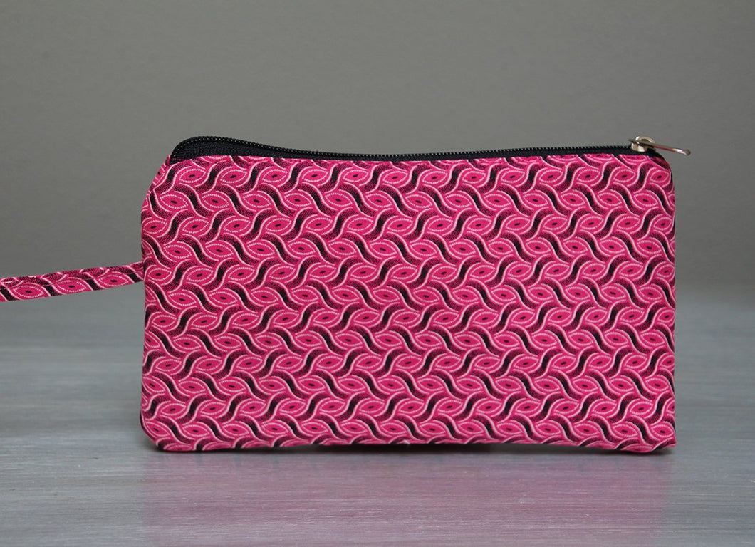 Pink and black African Shweshwe purse
