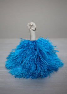 Blue ostrich feather keyring