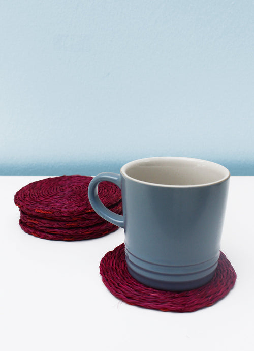 Set of 6 pink Swazi grass coasters