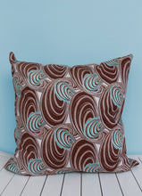 Load image into Gallery viewer, Turquoise &amp; brown Java African wax print scatter cushion