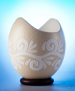 Curved edge ostrich egg bowl